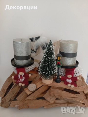 коледни дървени свещници , снимка 2 - Декорация за дома - 52415971