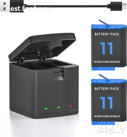 Зарядно за батерии NATNO и 2 броя 1800mAh акумулаторни батерии за камера GoPro 