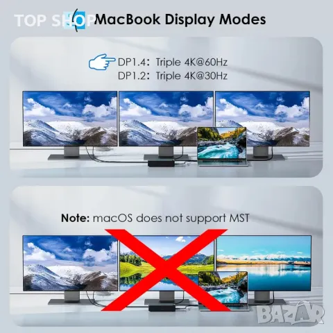 WAVLINK USB C докинг станция 3 монитора, 5Gbps M.2 PCIe/SATA SSD кутия, снимка 4 - Кабели и адаптери - 49444083
