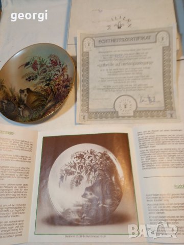 Декоративна порцеланова чиния таралежи , снимка 6 - Колекции - 38268556