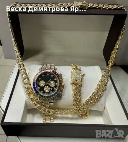 Луксозен комплек бижута, часовник , гривна и колие, снимка 7 - Колиета, медальони, синджири - 51254655