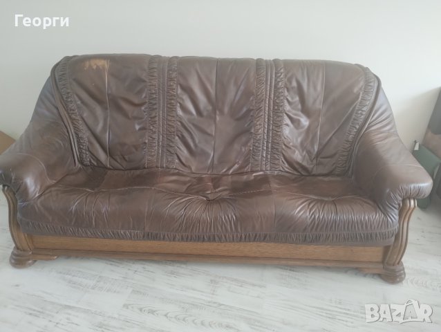 Масивен кожен диван, снимка 6 - Дивани и мека мебел - 43487740