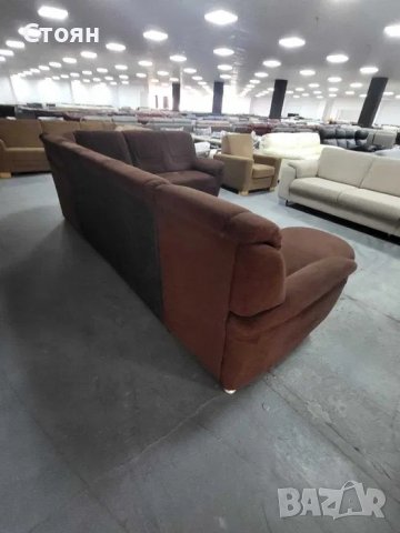 Кафяв ъглов диван от плат с функция сън "PP-QL11014", снимка 6 - Дивани и мека мебел - 39970871