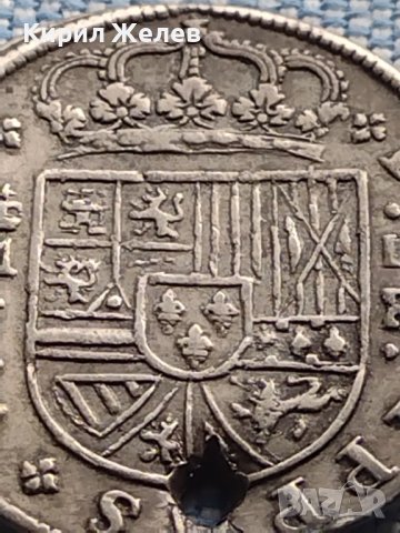Сребърна монета 2 реала 1717г. Филип пети Мадрид Испания 13613, снимка 5 - Нумизматика и бонистика - 42969818