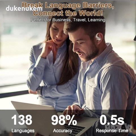 Bluetooth слушалки - преводач, 142 езика онлайн, офлайн режим, HD звук, снимка 2 - Слушалки и портативни колонки - 52811745