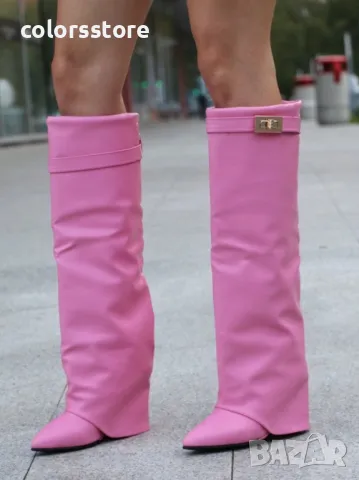 Ботуши на платформа - розова кожа - K-40
