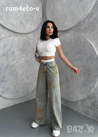 Дънки с ластик и ръждив ефект , снимка 3 - Дънки - 51620842