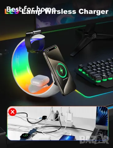 Безжично зарядно устройство VAFOTON 4 в 1, снимка 2 - Друга електроника - 49440707