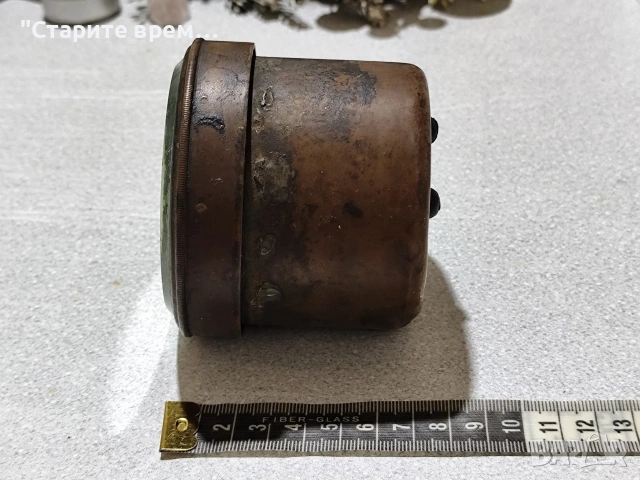 Античен  Месингов Автомобилен Часовник за Табло, снимка 4 - Части - 53053966