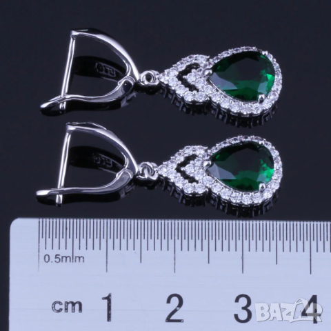 Сребърен комплект със смарагди, снимка 7 - Бижутерийни комплекти - 44886066