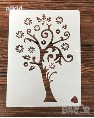 Дърво с голи клони шаблон стенсил спрей за торта украса кекс декорация с пудра захар