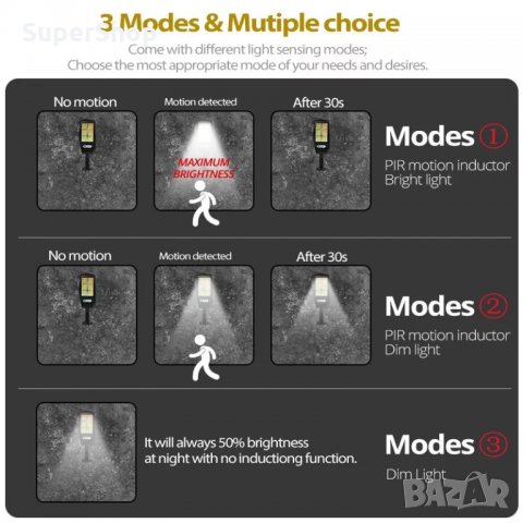 LED соларна лампа улична градинска соларни лампи осветление със стойка, снимка 3 - Лед осветление - 33126943