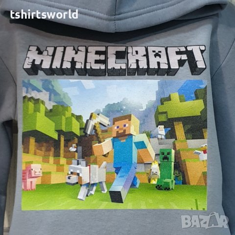 Нов детски суичър в тъмносив цвят с дигитален печат MINECRAFT, снимка 2 - Детски анцузи и суичери - 38507018