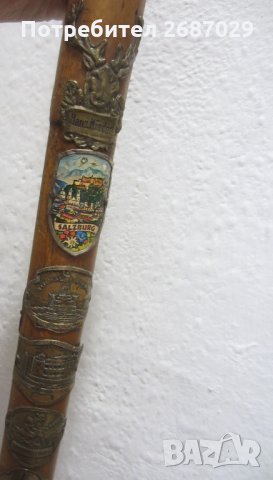  Стар дървен Туристически бастун с 19 метални значки, дърво, снимка 7 - Други ценни предмети - 28951240