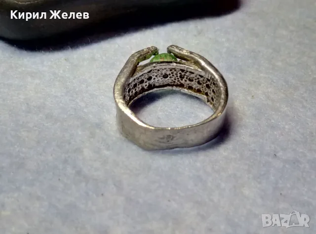 КЛАСИЧЕСКИ РЕТРО АРТ СКЪПОЦЕНЕН СРЕБЪРЕН ПРЪСТЕН СРЕБРО 925 с ФАСЕТИРАНИ ОЛИВИН и ЦИРКОНИ 66177, снимка 10 - Пръстени - 49876649