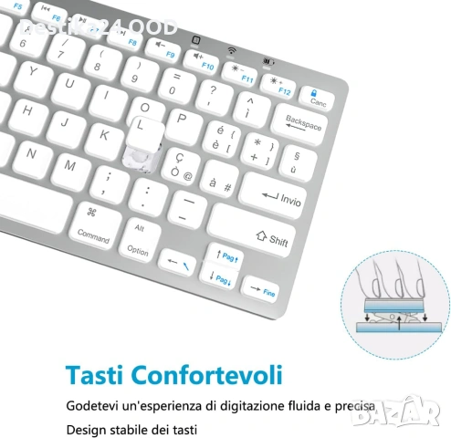 Bluetooth Клавиатура GAOJIE за iPad, Android, Windows – QWERTY Бяла, снимка 2 - Клавиатури и мишки - 53382458