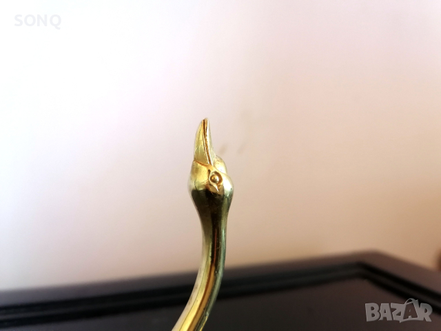Стара Позлатена Фигурка-Лебед, снимка 2 - Колекции - 44871816