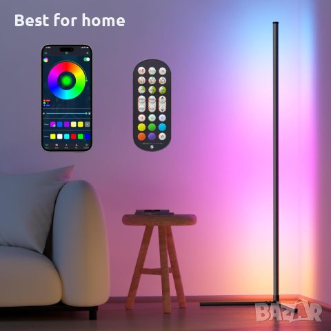 RGB LED подова ъглова лампа с таймер,регулируема яркост,променяща височина, RGB 16 милиона цвята, снимка 1