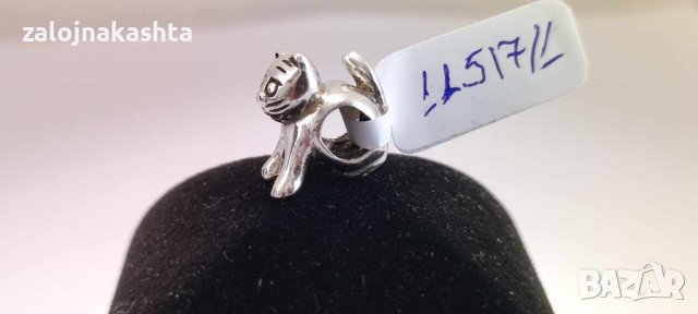 Сребърна талисман за гривна коте-2,75гр/925, снимка 5 - Колиета, медальони, синджири - 43775262