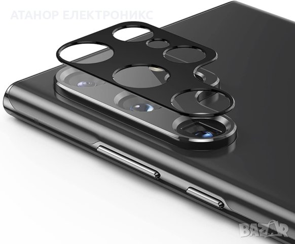 Стъклен протектор за камера S+ - Samsung Galaxy S22 Ultra 5G - черен, снимка 4 - Фолия, протектори - 43762919
