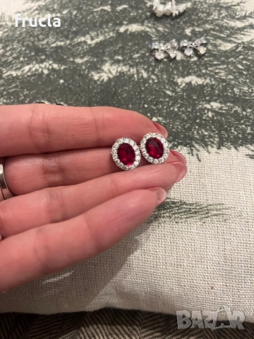 Бляскави Обеци в Червено, снимка 2 - Обеци - 52957918