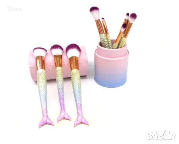 Комплект 10 четки за грим в тубус или чантичка, снимка 8 - Козметика за лице - 47716491