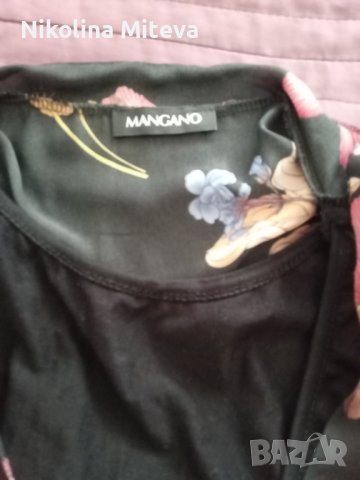 Черна копринена рокля на цветя, снимка 5 - Рокли - 40345207