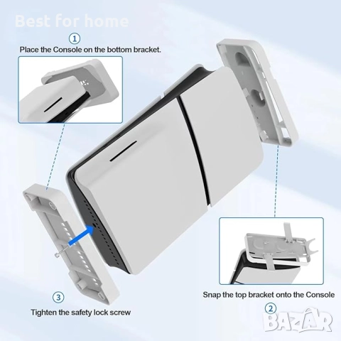 ECHZOVE PS5 Slim хоризонтална стойка, 2 в 1,съвместима с Playstation 5, снимка 3 - PlayStation конзоли - 52802477