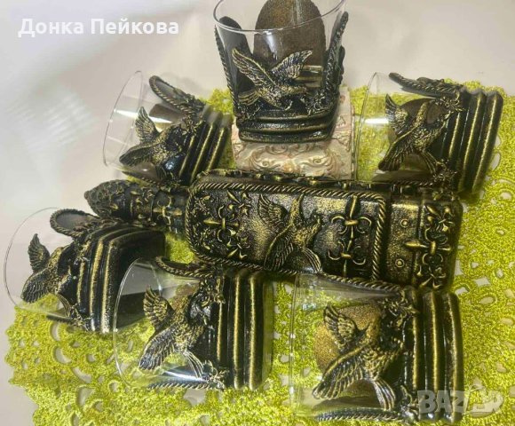 Сервиз за уиски от 7 части ръчна изработка , снимка 4 - Декорация за дома - 43618263