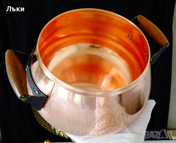 Медна тенджера 5 л.,чиста червена мед. , снимка 2 - Антикварни и старинни предмети - 53342543