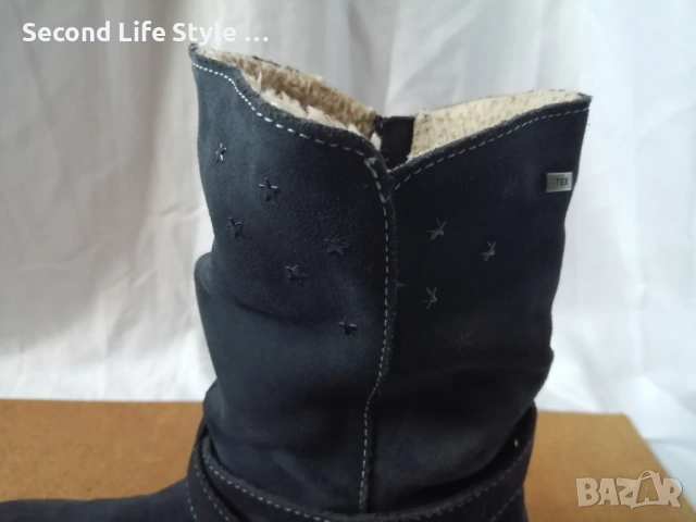 Lurchi № 38 дамски боти естествен велур в син цвят, снимка 3 - Дамски боти - 53138099