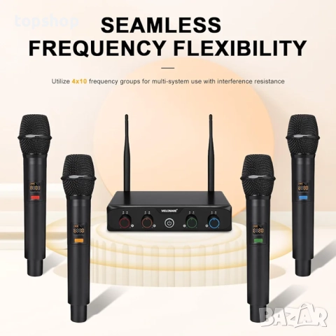 Чисто нови 4 микрофона и миксер, 4-канална безжична микрофонна система, UHF компактен безжичен ..., снимка 3 - Микрофони - 52199403