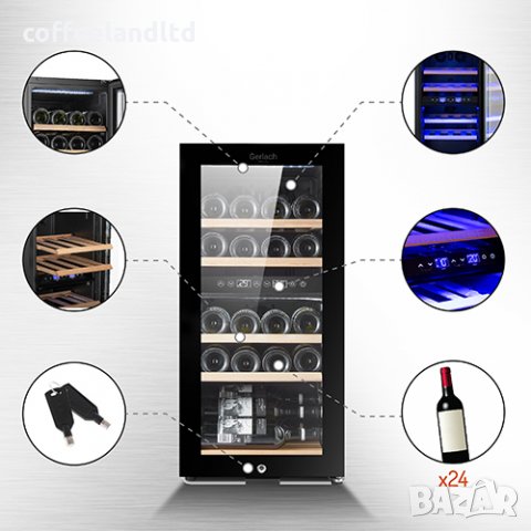 Двузонов хладилник за вино 24 бутилки / 60 литра AD 8080, снимка 13 - Хладилници - 34960220