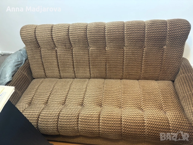 Ретро диван 4 места + фотьойл и табуретка, снимка 2 - Дивани и мека мебел - 52849124
