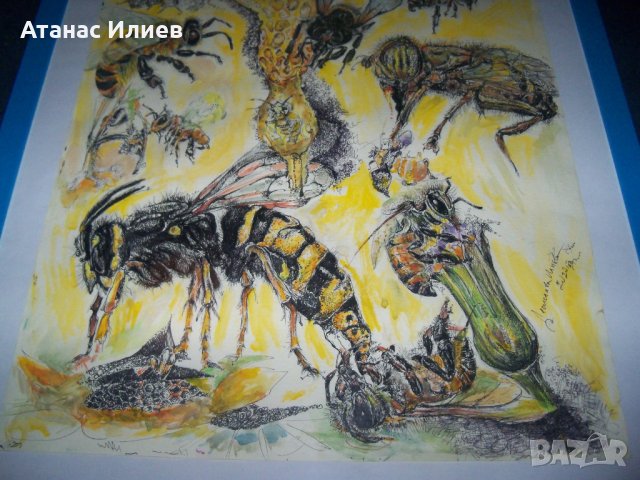 "Пчели" картина на художничката Десислава Илиева, снимка 5 - Картини - 28114634