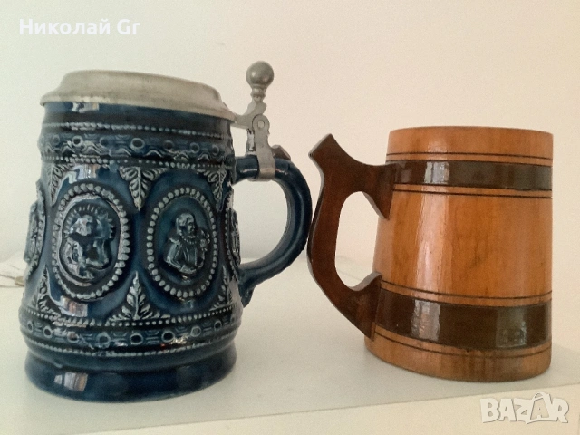 Халби за бира дърво изработено от лята керамика цена за 2 броя, снимка 2 - Антикварни и старинни предмети - 53015980