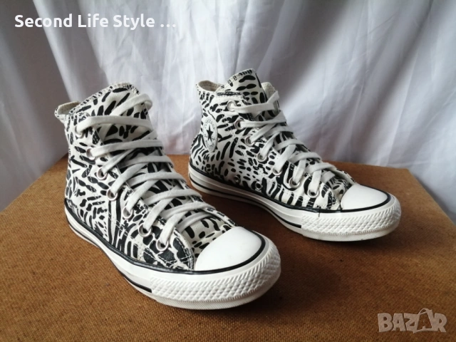 № 35 Converse оригинални дамски кецове с принт зебра, снимка 3 - Кецове - 53372272