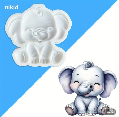 Сладко едро слонче слон с извит хобот силиконов молд форма форнан шоколад декор украса, снимка 3 - Форми - 51935701