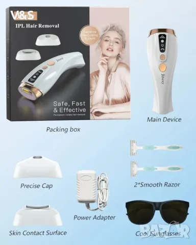 IPL епилация лазерна за жени и мъже, трайно премахване на космите с ледено охлаждане, безболезнено, снимка 9 - Епилатори - 47886648