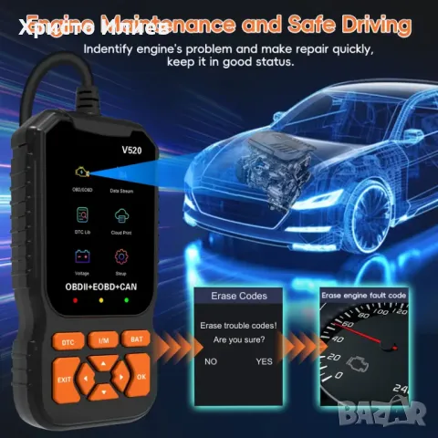 Уред за автоматична диагностика OBD2 Скенер за кодове Четец на грешки Автодиагностика OBD , снимка 8 - Аксесоари и консумативи - 48612933