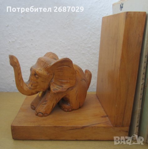 стар ограничител за книги със слон, фигура, дърворезба, снимка 5 - Статуетки - 29280609