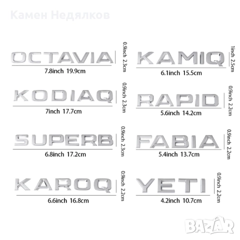 Емблема за багажник за Skoda Octavia Rapid Fabia Karoq Superb Yeti Kodiaq Kamiq - Черна/Сребриста, снимка 2 - Аксесоари и консумативи - 51532851