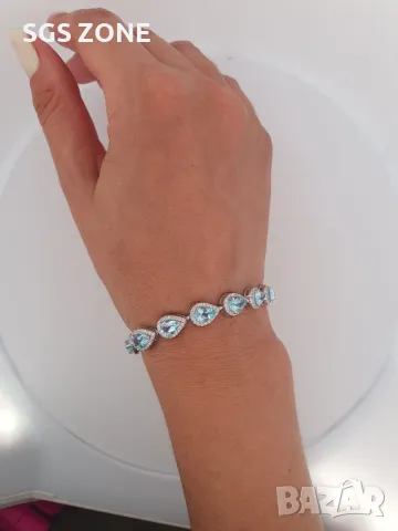 Сребърна Гривна с Топаз и Перидот, снимка 2 - Гривни - 49797362