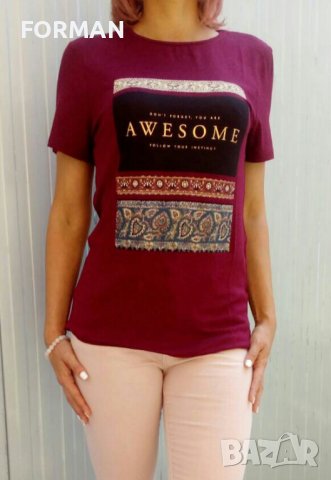 СТРАХОТНА блузка в бордо с пейсли принт, снимка 1