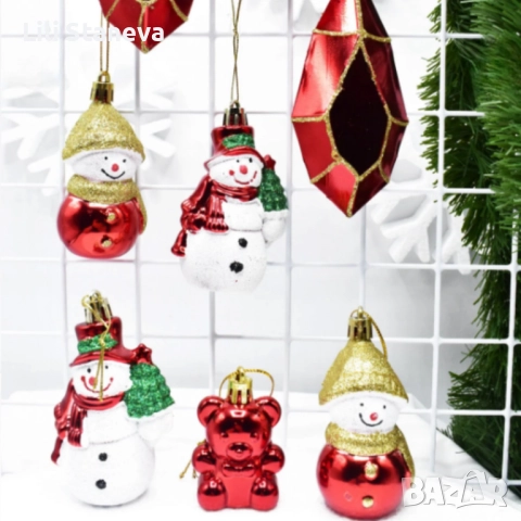 Коледен комплект украса 8 броя – Червени и бели висулки  Premium Collection., снимка 5 - Декорация за дома - 52564597