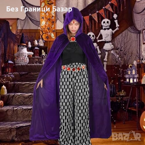 Нов Хелоуин Карнавален костюм за жени Raven – лилава пелерина и ръкавици, снимка 5 - Други - 52132673