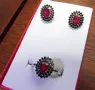 925 сребърен комплект с рубини, подходящ за подарък , снимка 2