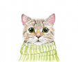 Картичка "Коте с шал" с надпис, снимка 4
