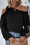Дамска блуза в черен цвят с дълъг ръкав и ефектно завръзване при рамото, снимка 3