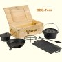 BBQ-Toro Комплект холандска фурна от 7 части с дървена кутия и много аксесоари за чугунена скара, снимка 2